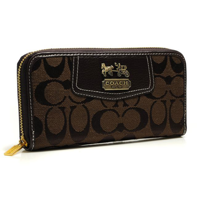 Coach Logo In Signature Large Coffee Wallets BFZ